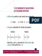 Summary of Kinematic Relations: Rectilinear Motion: Differentiate