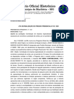 Diário Oficial de Marliéria traz ata de pregão e decreto sobre eventos