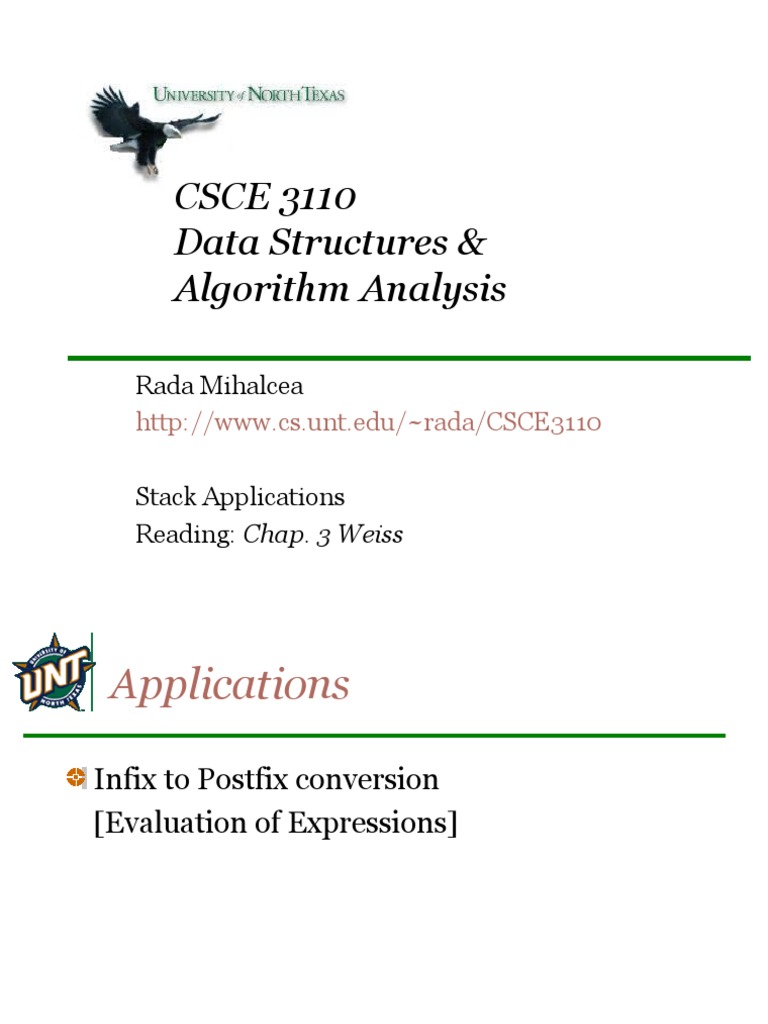 CSCE 3110 Data Structures & Algorithm Analysis: Rada Mihalcea | PDF ...