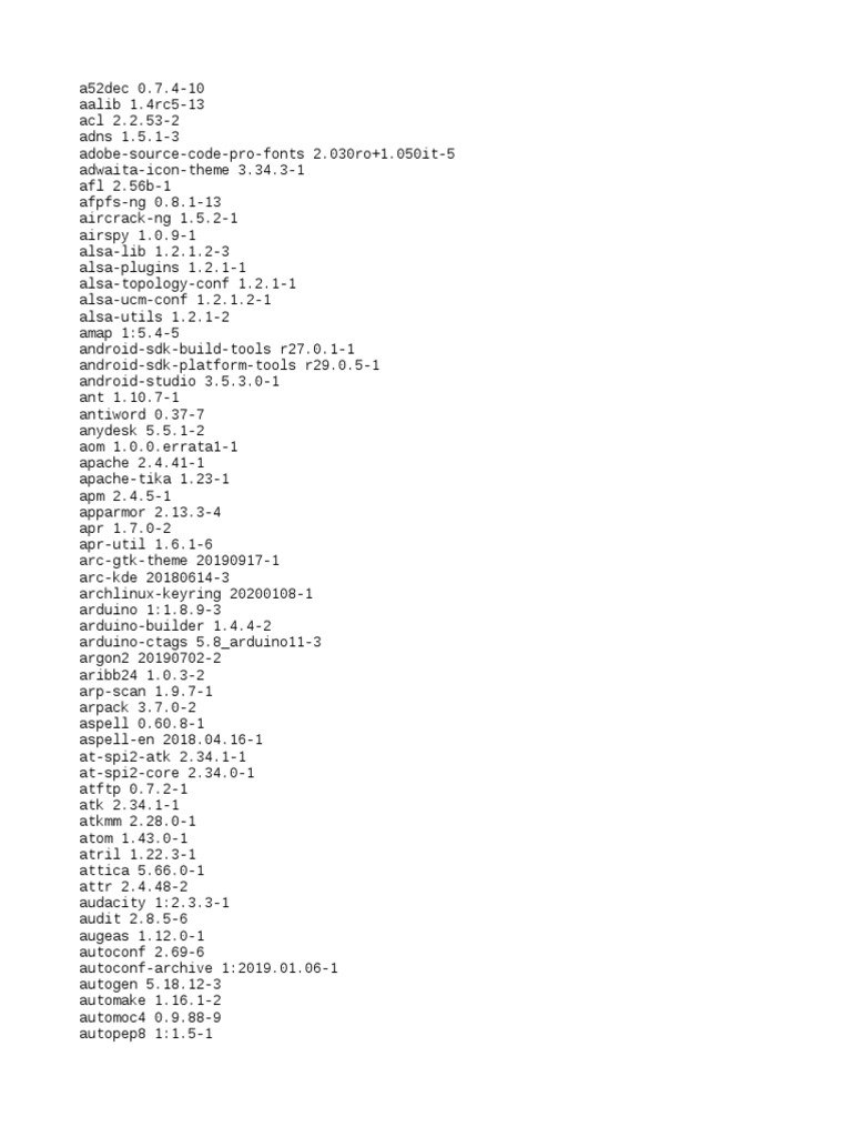 Lista De Paquetes Instaldos Software Unix Bibliotecas De Computadoras