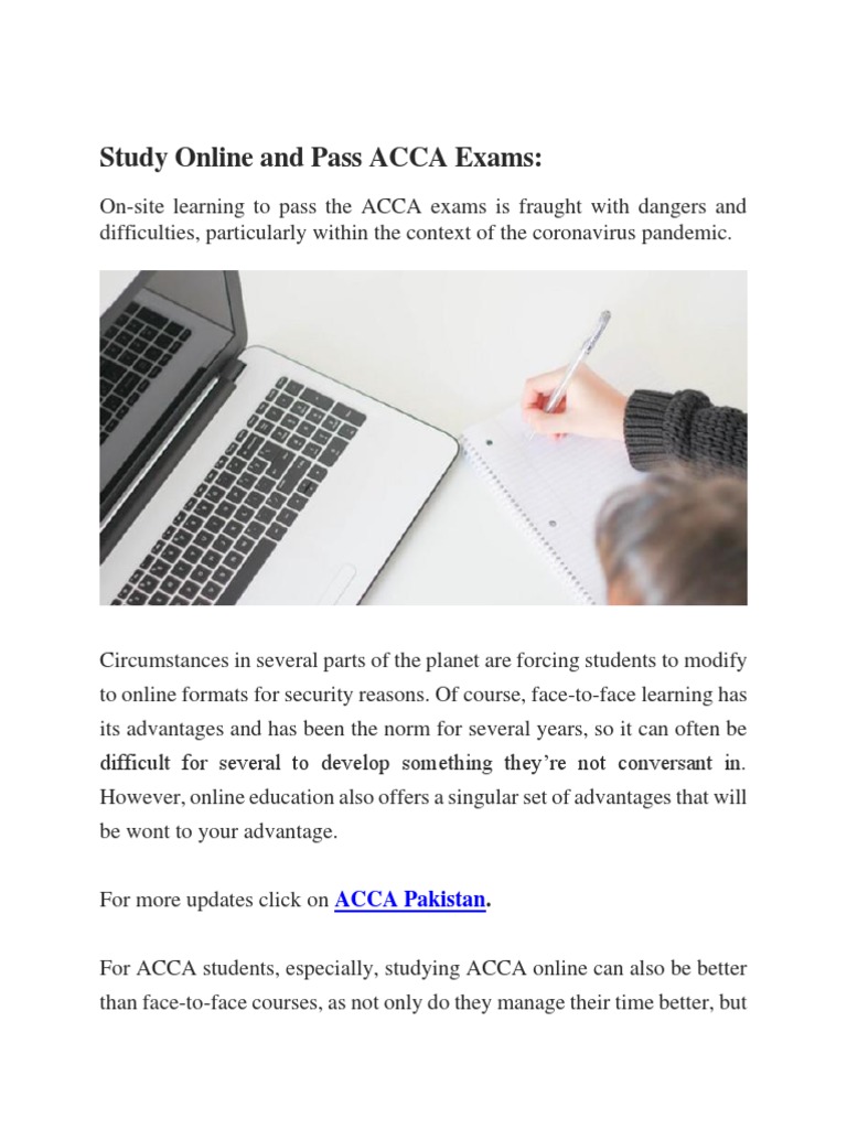 Study Online & Pass ACCA | PDF