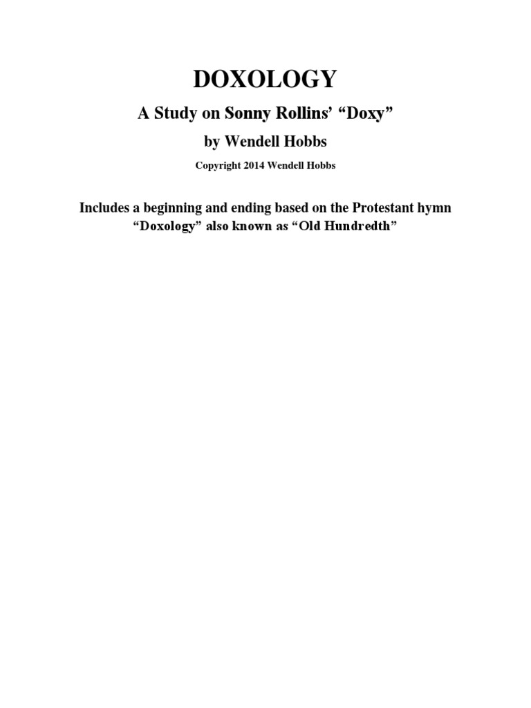 Doxology A Study On Sonny Rollins Doxy Pdf Church Music