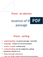 Precis: An Abstract: Essence of The Passage