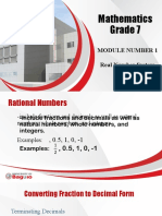 Mathematics Grade 7: Module Number 1 Real Number System