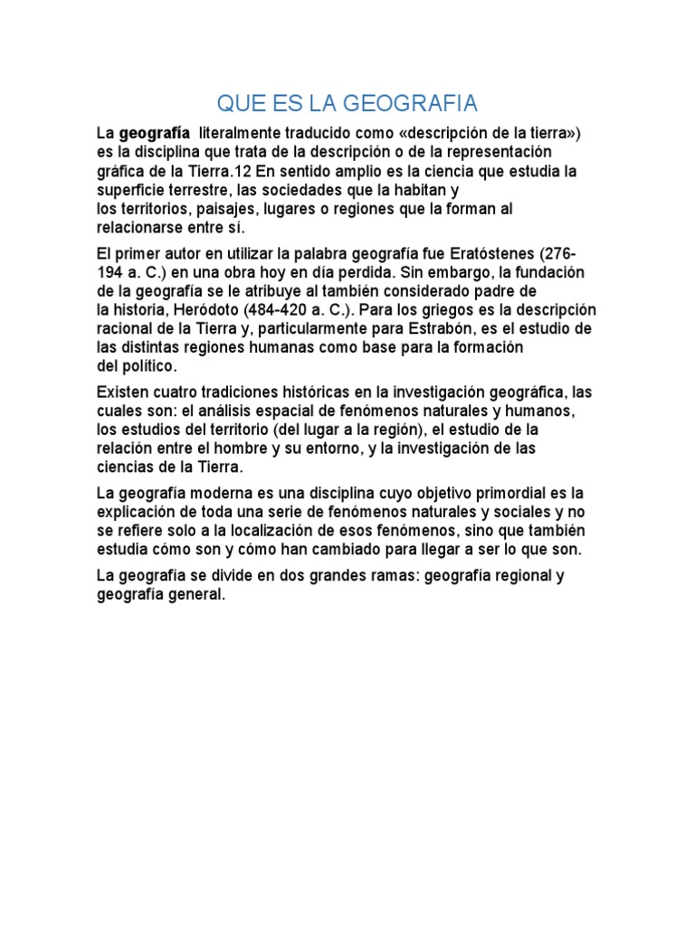 Que Es La Geografia | PDF | Área rural | Geografía