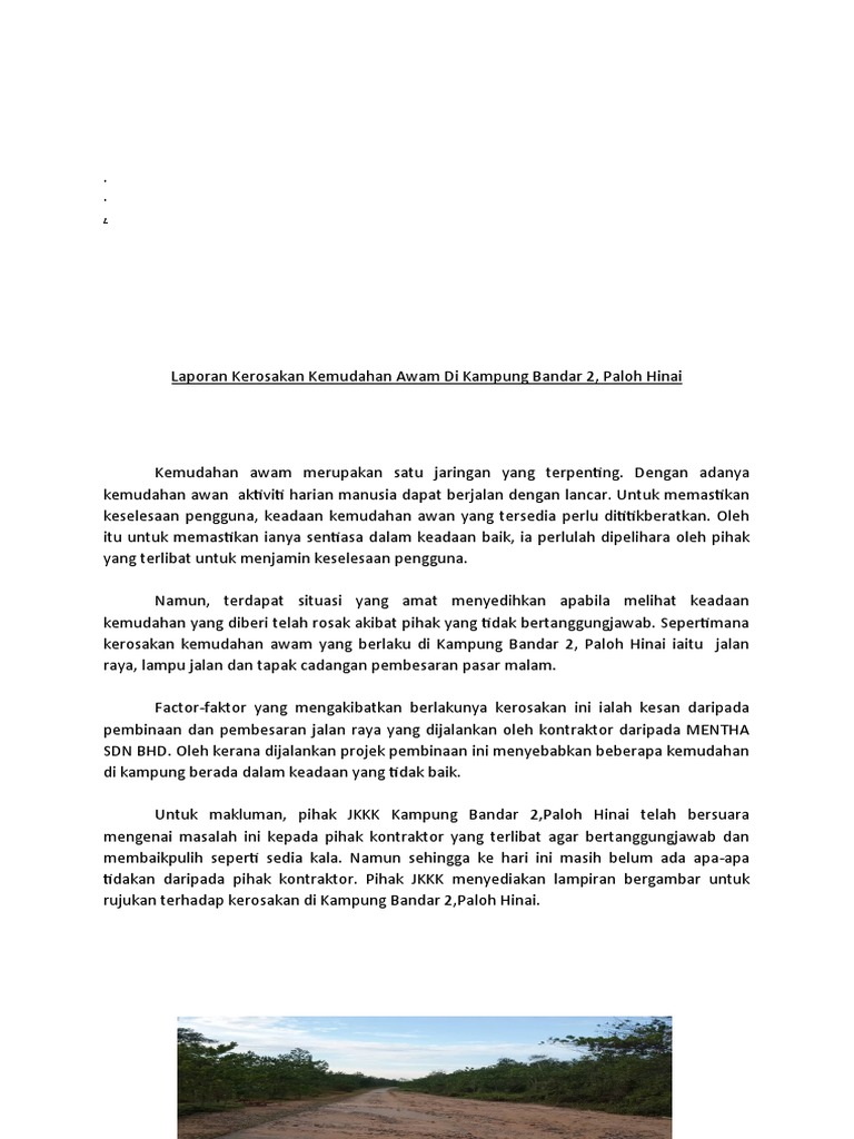 Laporan Kerosakan Kemudahan Awam Di Kampung Bandar 2 Pdf
