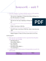 English homework – transportation schedules and modal verbs