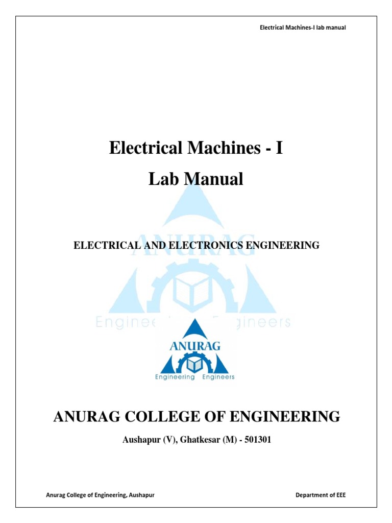 Electrical Machines-I Lab Manual | PDF | Electric Motor | Electric ...
