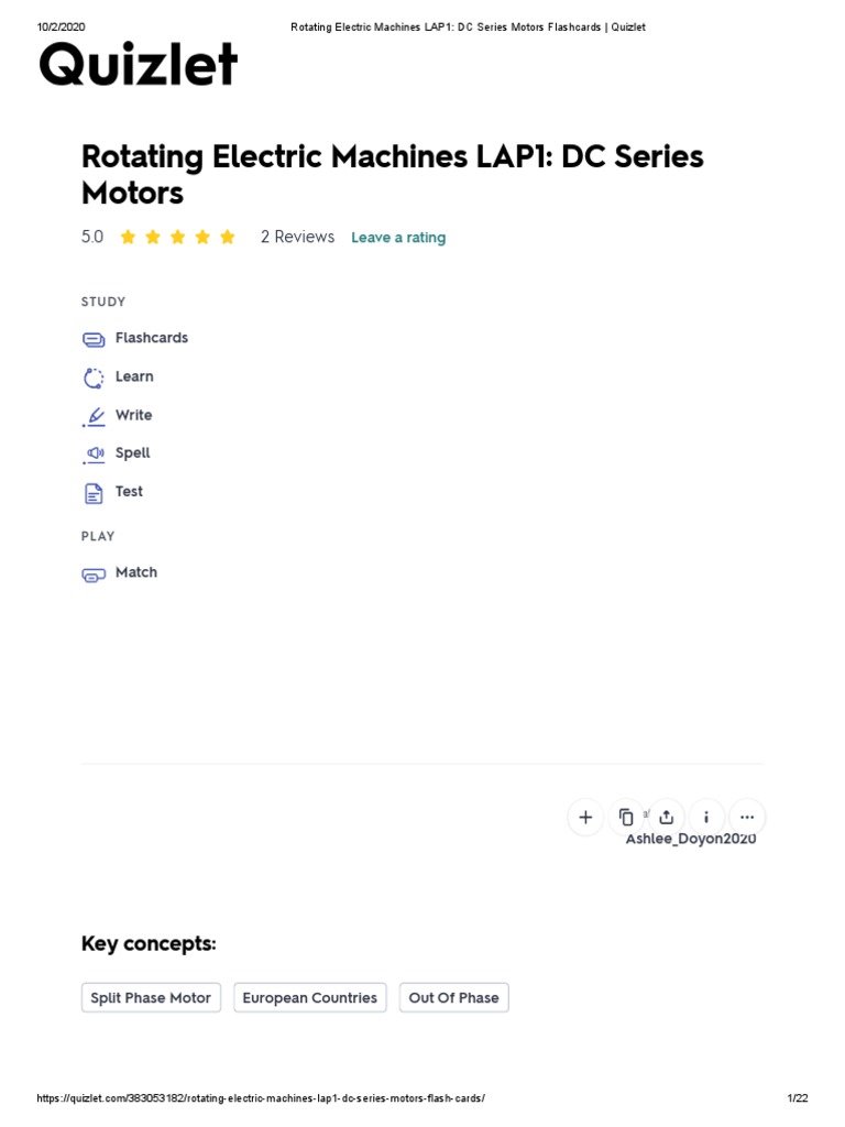 Rotating Electric Machines LAP1 DC Series Motors Flashcards Quizlet