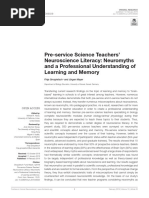 Alfabetización en Neurociencias de Los Profesores de Ciencias en Formación Neuromitos y Una Comprensión Profesional Del Aprendizaje y La Memoria