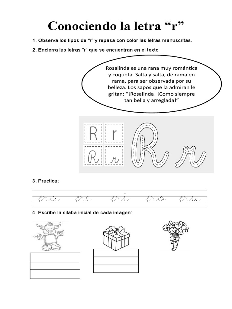Actividades para aprender la letra R | PDF