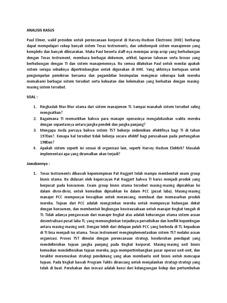 Kasus texas instrument pdf
