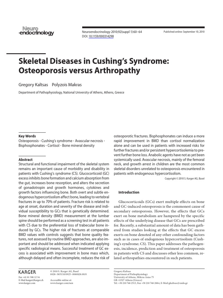 Skeletal Diseases in Cushing's Syndrome Osteoporosis Versus