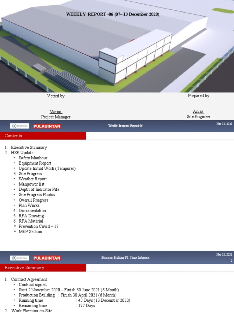 Weekly Progress Report for Extension Building | PDF | Building ...
