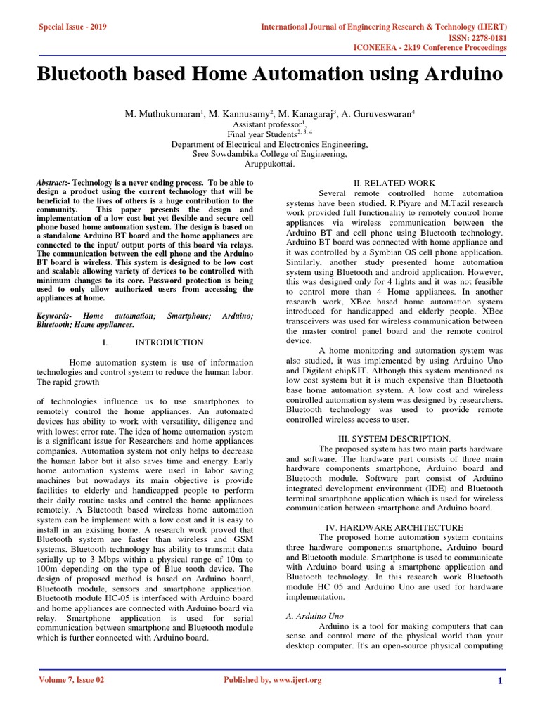 Bluetooth Based Home Automation Using Arduino IJERTCONV7IS02053+76 ...