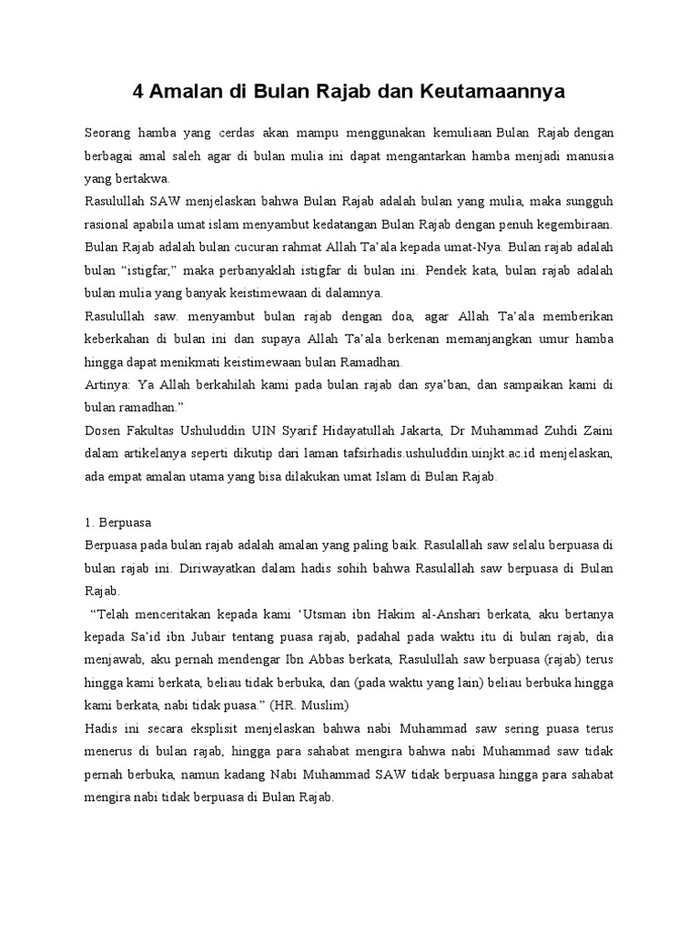 Amalan Utama Di Bulan Rajab Pdf