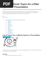 List of Topics For A 5-Minute Speech or Presentation