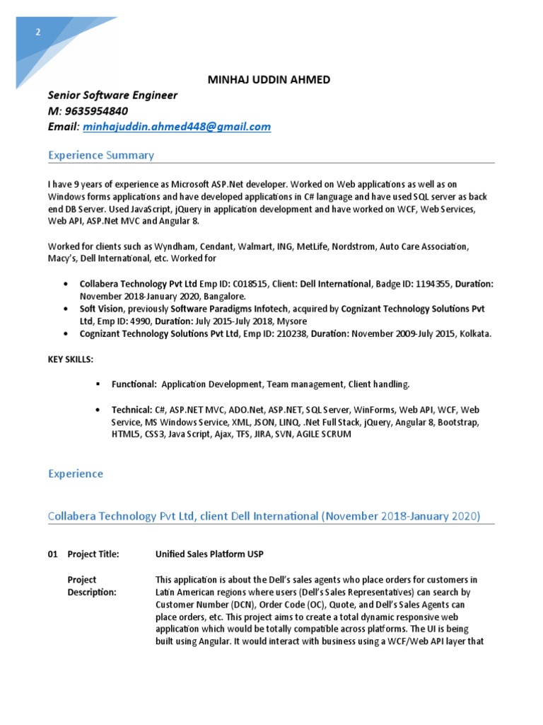 Senior software engineer r sum minhaj uddin ahmed pdf microsoft
