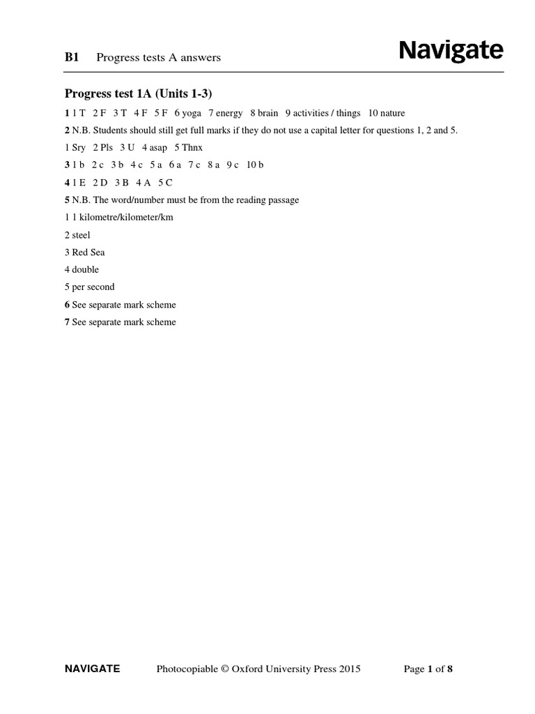 Progress Tests Answers | PDF | Language Arts & Discipline