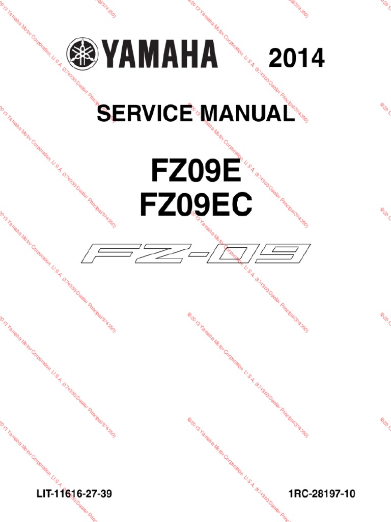 2013 Yamaha MT-09 Workshop Manual. | PDF
