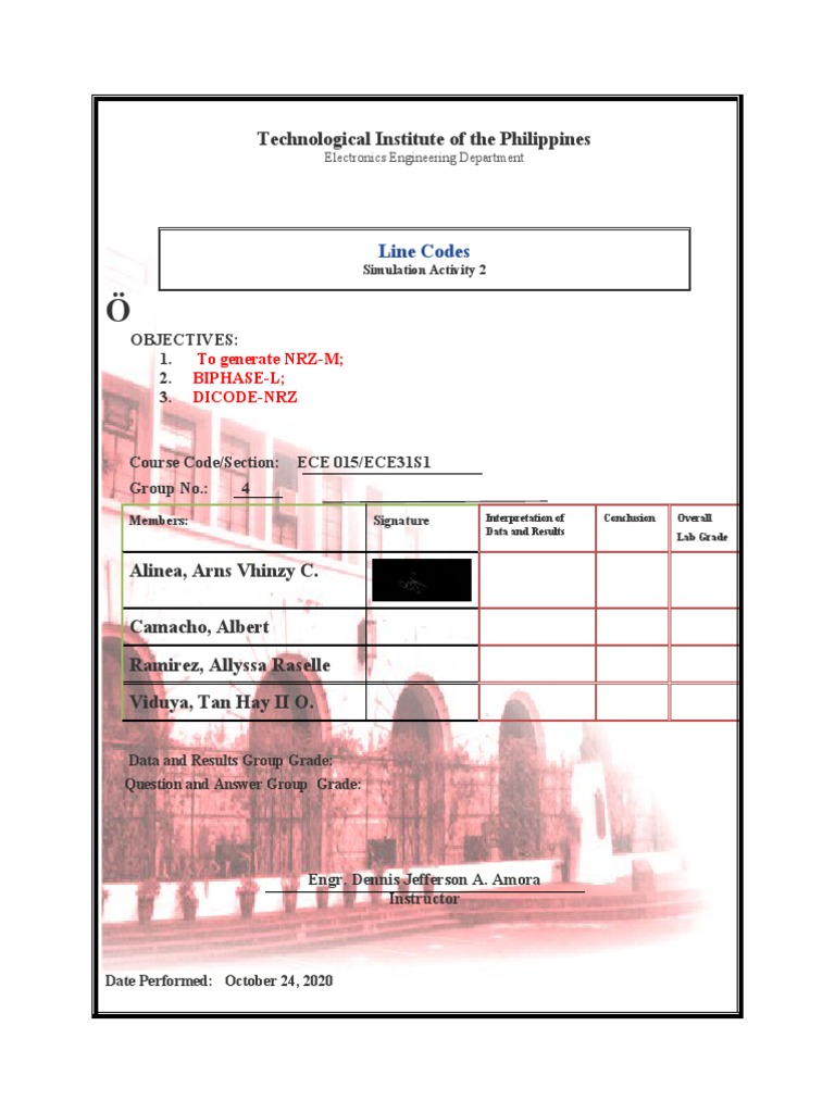 Line Code Generation in Electronics Lab | PDF | Data Transmission ...
