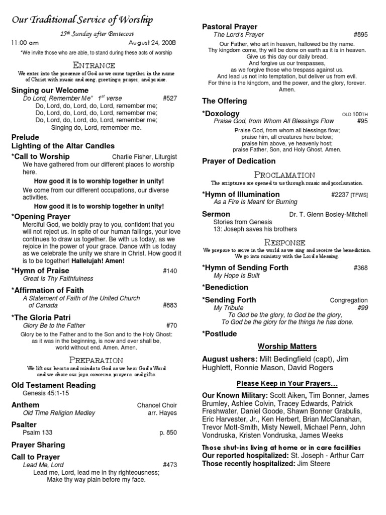 Traditional Worship Service Details | PDF