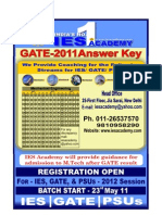 GATE 2011 Solution, Answer Key, Mechanical Engineering, IES Academy
