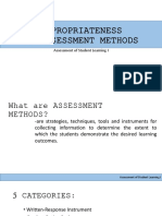 Appropriateness of Assessment Methods