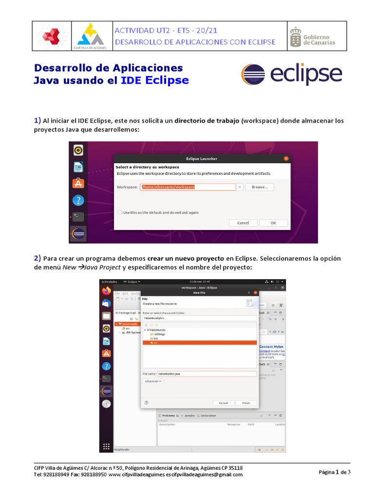Desarrollo de Aplicaciones Java en Eclipse | PDF | Eclipse (software ...
