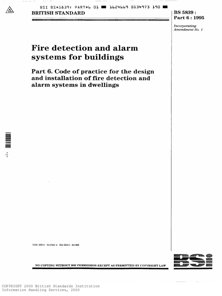 BS 5839 6 1995, Fire Detection | PDF | Patent | Business