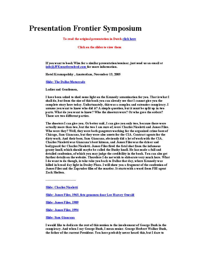 Presentation Frontier Symposium | PDF | J. Edgar Hoover | John F. Kennedy