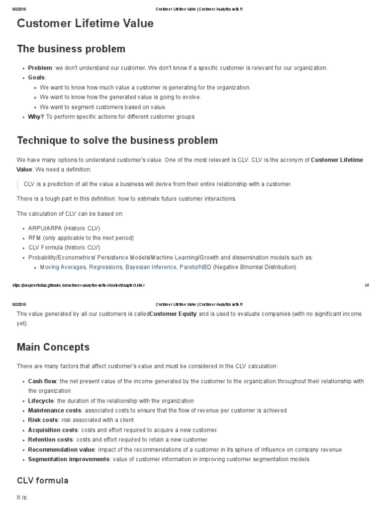 Customer Lifetime Value Analysis in R | PDF | Business | Economies