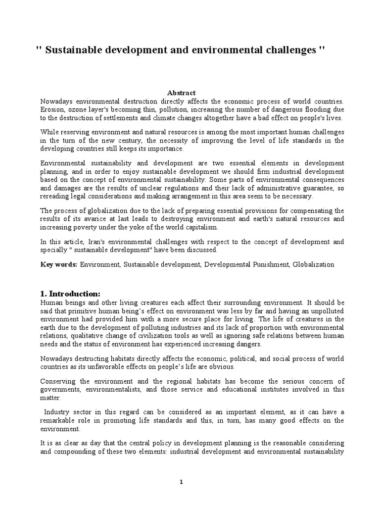 Sustainable Development and Environmental Challenges | PDF