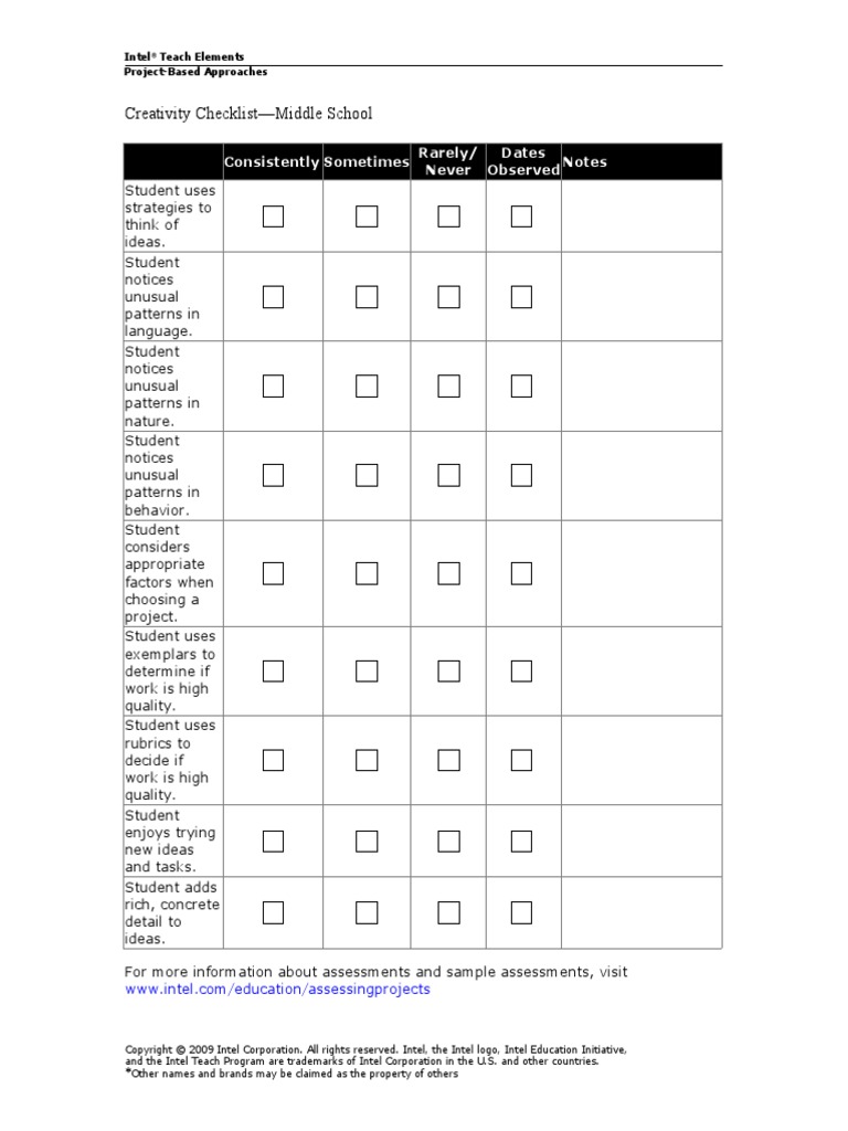 Creativity Checklist | PDF | Applied Psychology | Communication