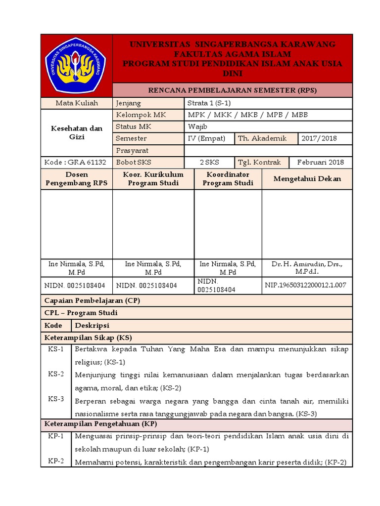 Rps Kesehatan Dan Gizi Pdf