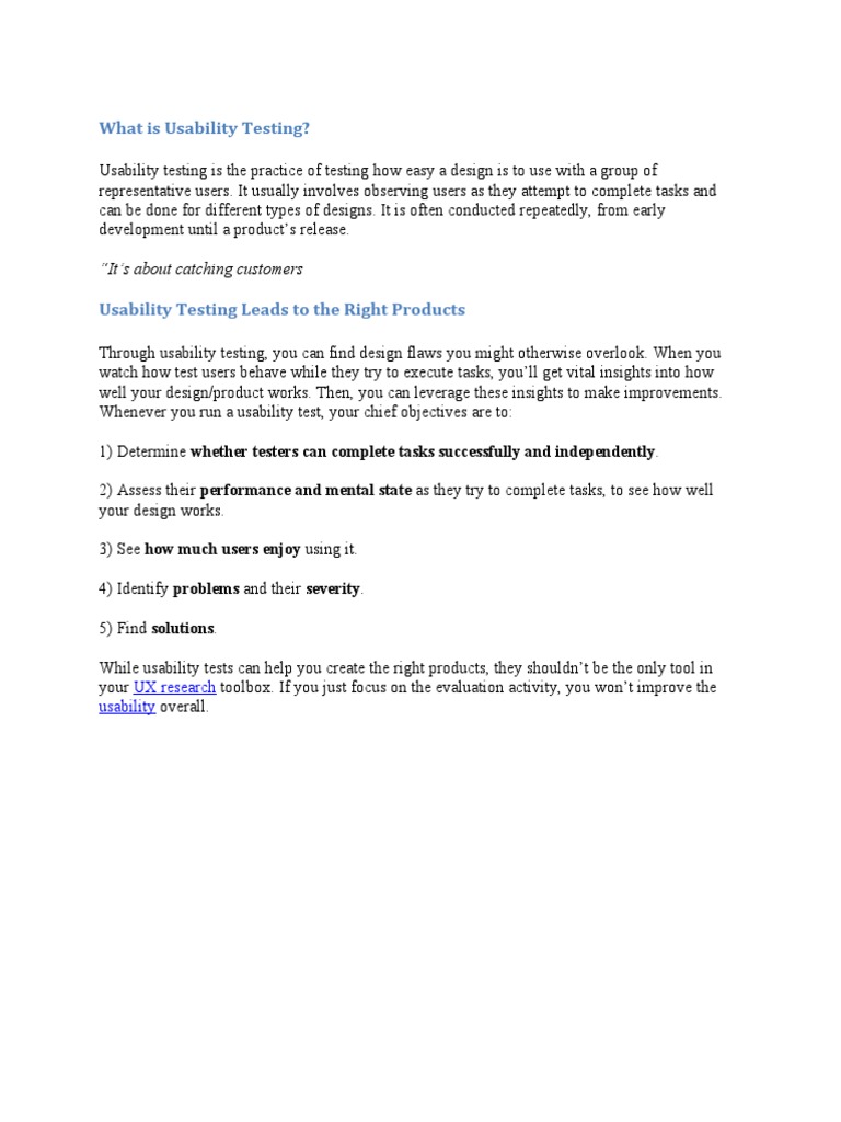 An Introduction To Usability Testing | PDF | Usability | User Experience