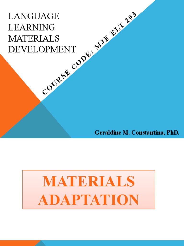 Materials Adaptation in Language Teaching | PDF | Vocabulary | Learning