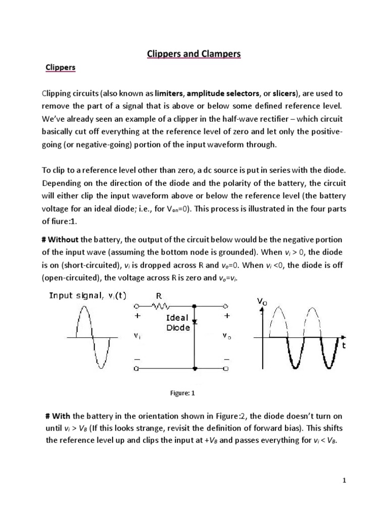 Clipper vs. Clamper Circuits Explained | PDF | Physical Quantities ...