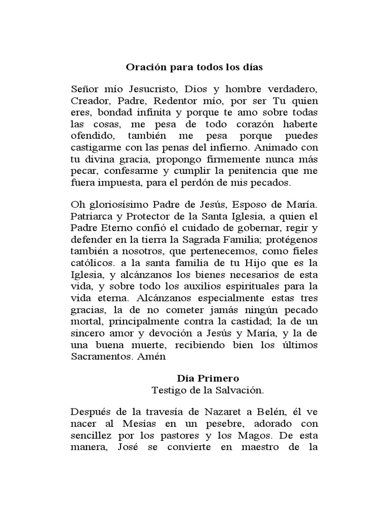 Novena a San José: Oraciones Diarias | PDF | María, madre de Jesús ...