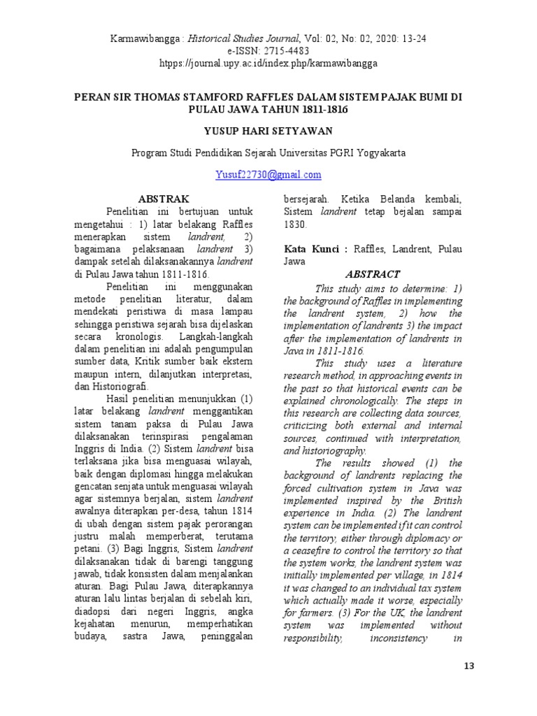 Raffles dan Pajak Bumi di Jawa | PDF | Ilmu Sosial | Sejarah