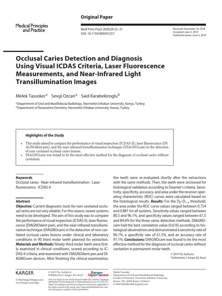 Occlusal Caries Detection Methods Comparison | PDF | Sensitivity And ...