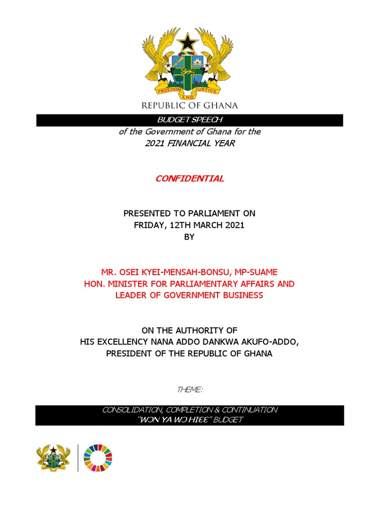 2021 Budget Statement of Ghana PDF Government Budget Balance