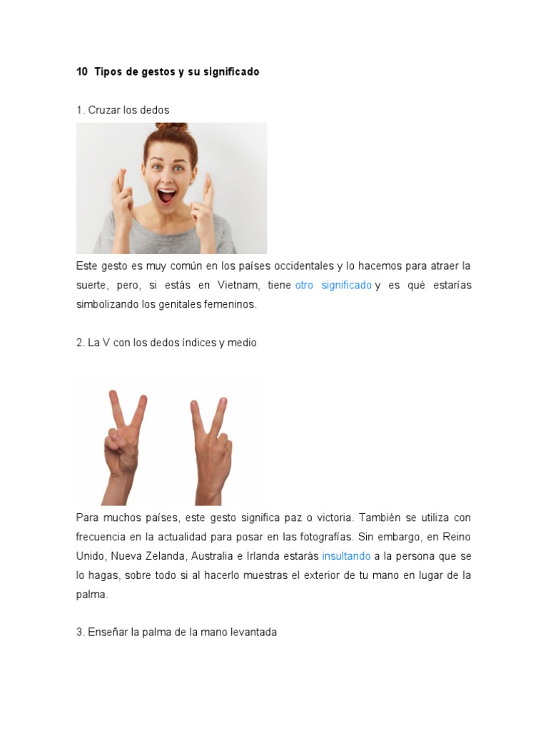Significados de 10 gestos comunes | PDF