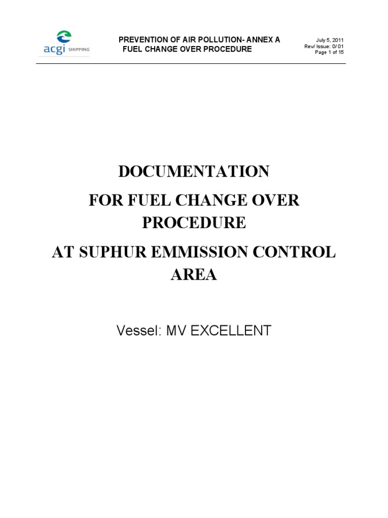 ENV09A Fuel ChangeOver Procedure Rev 0 PDF Fuel Oil Nature