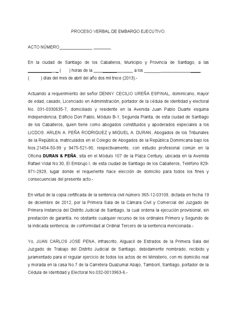Embargo Ejecutivo Modelo | PDF | Finanzas y dinero