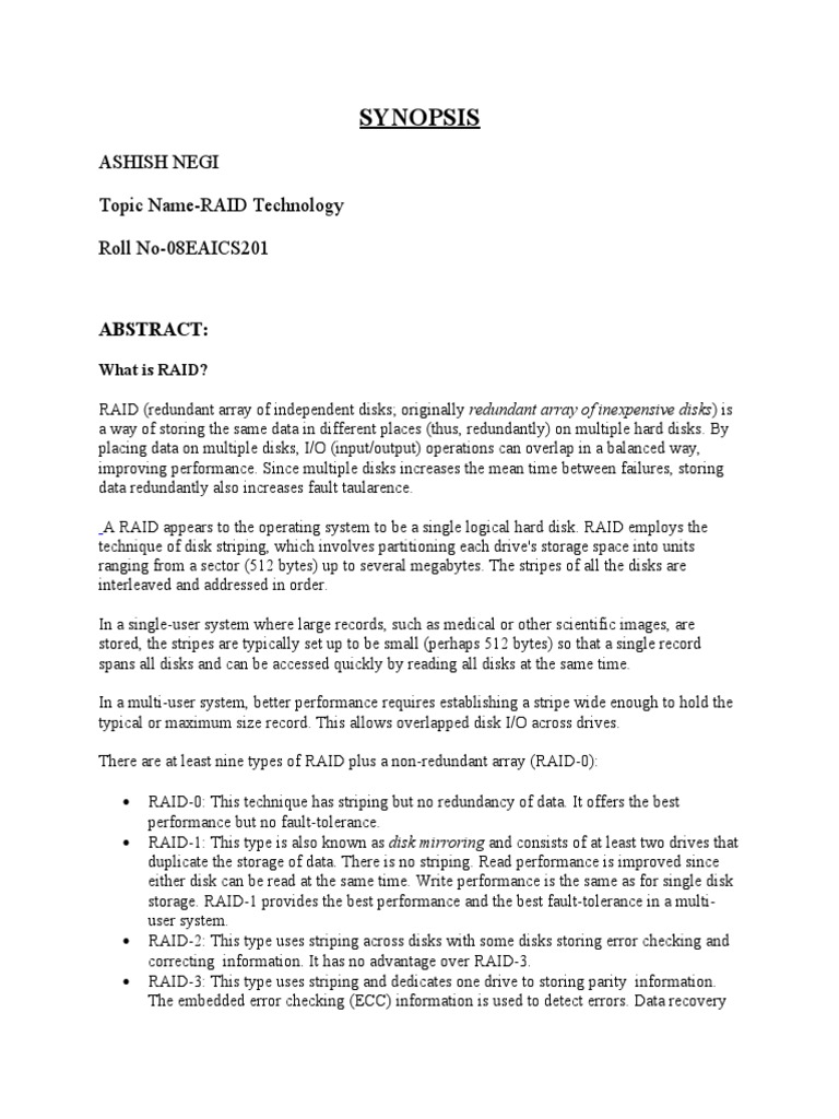 RAID Technology Overview | PDF | Hard Disk Drive | Information Technology