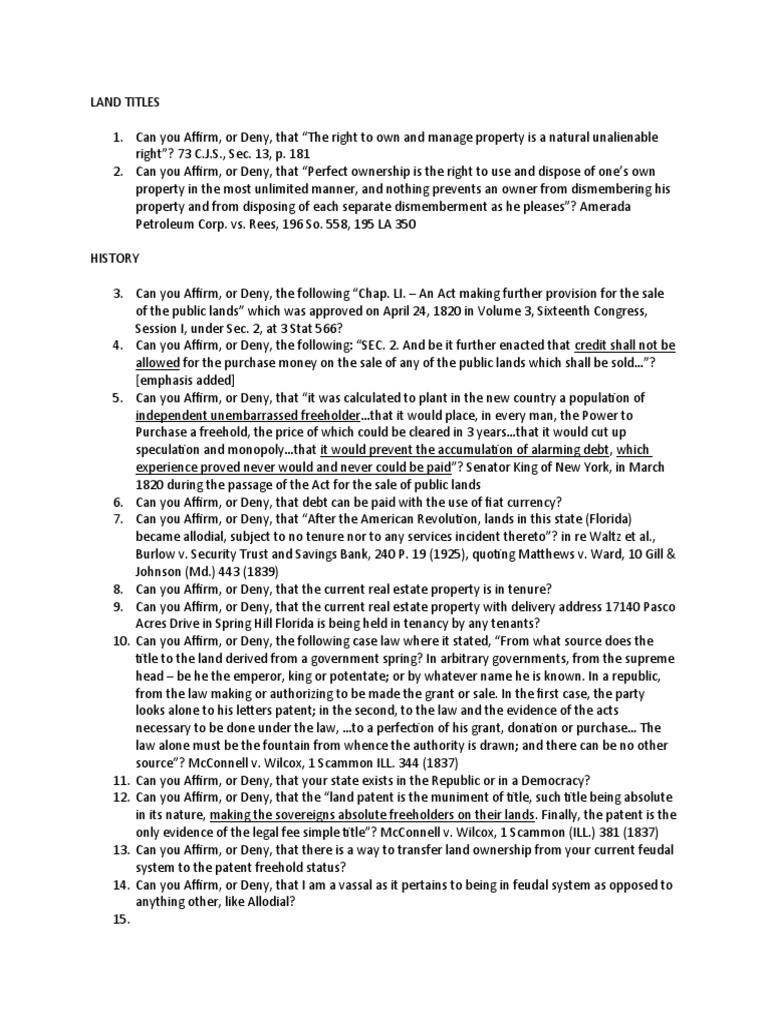 Land Titles | PDF | Common Law | Justice