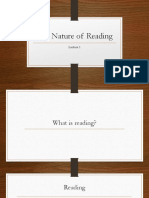 Lecture 1 - The Nature of Reading & Reading Techniques