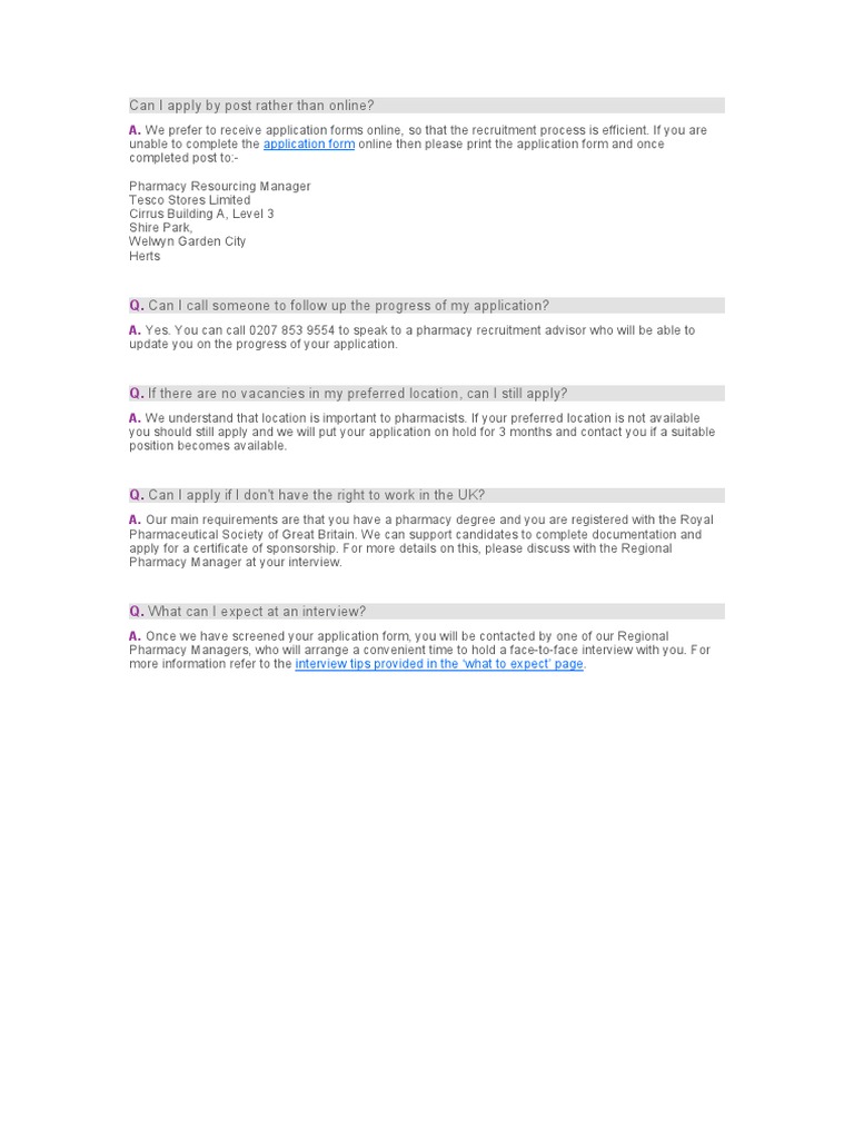 Tesco Pharmacy Application Process | PDF | Business | Strategic Management
