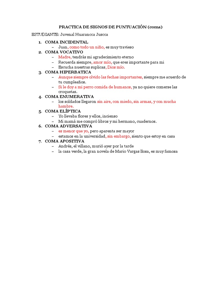 PRACTICA DE Coma 1 | PDF